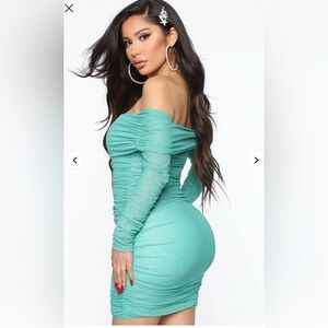 Fashion Nova Blue Long Sleeve Dress